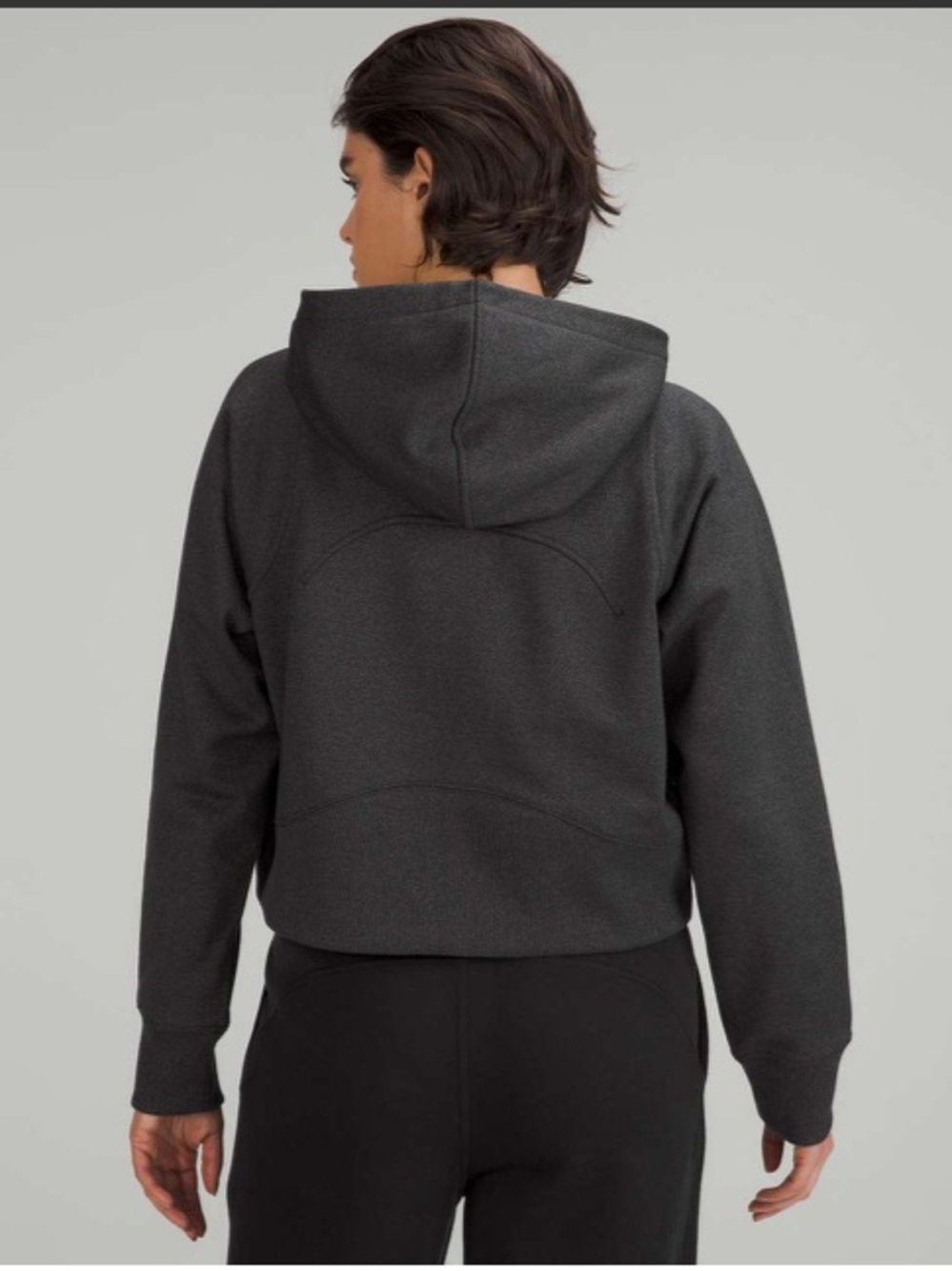 LULULEMON Loungeful Cropped Hoodie *spark Black/Gray size 10 - Picture 2 of 11